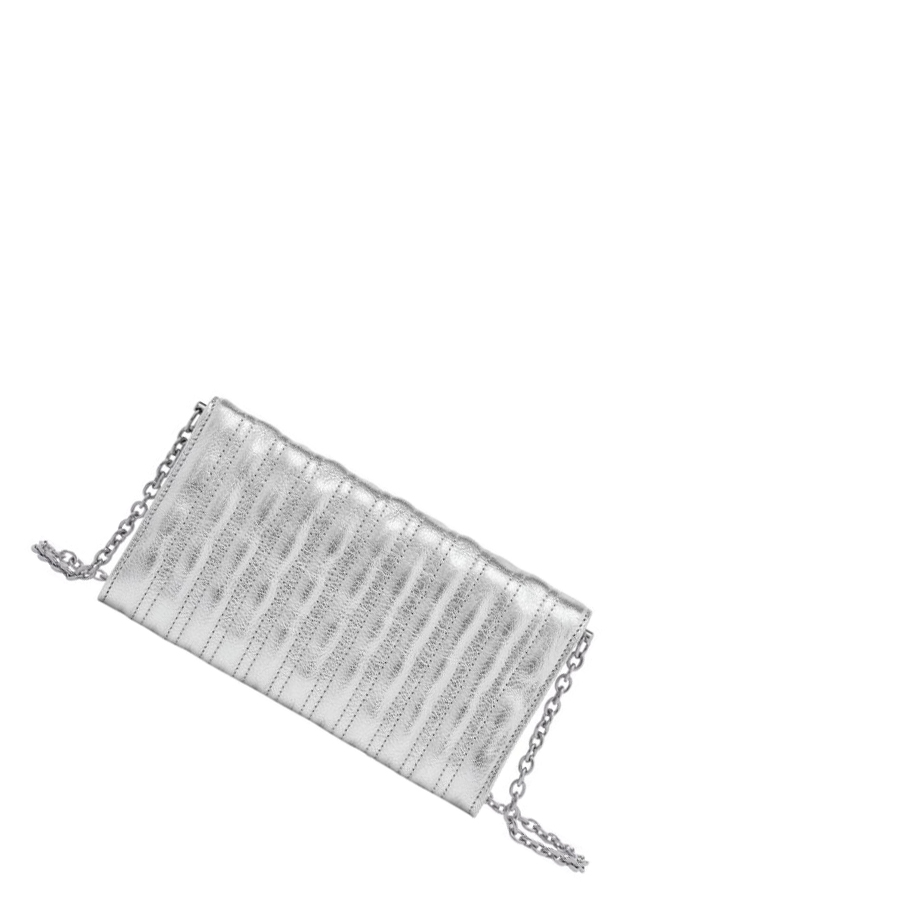 Longchamp Brioche Métal Portefeuille Dames Zilver | NL-BN91382