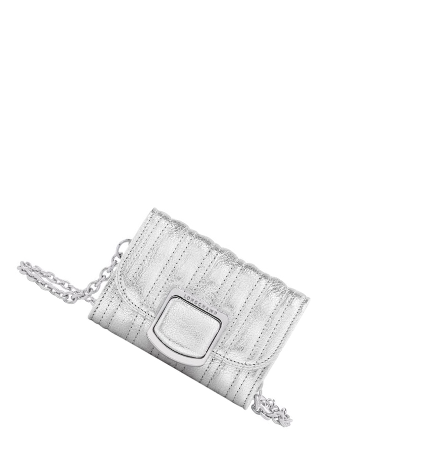 Longchamp Brioche Métal Rits Rond Portemonnee Dames Zilver | NL-KE45691