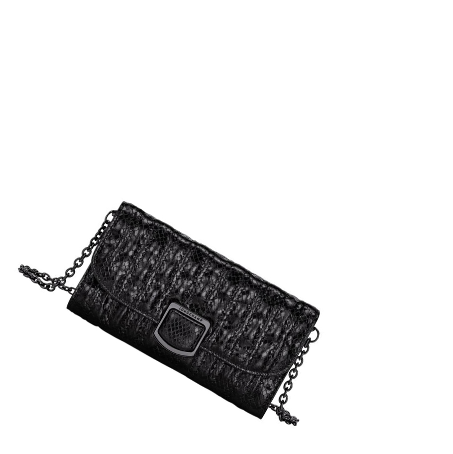 Longchamp Brioche Serpent Portefeuille Dames Zwart | NL-RB49206