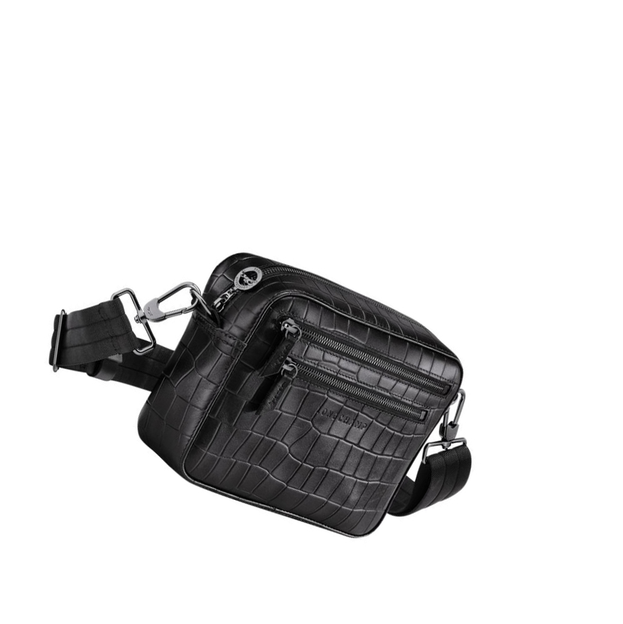 Longchamp Croco Block Crossbodytassen Dames Zwart | NL-XZ83471