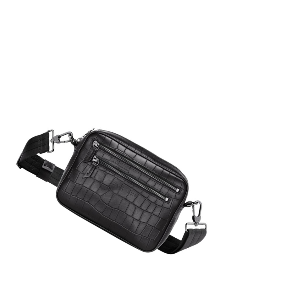 Longchamp Croco Block Crossbodytassen Dames Zwart | NL-XZ83471