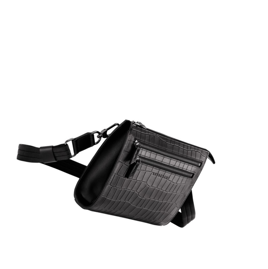 Longchamp Croco Block Crossbodytassen Heren Zwart | NL-FB78306