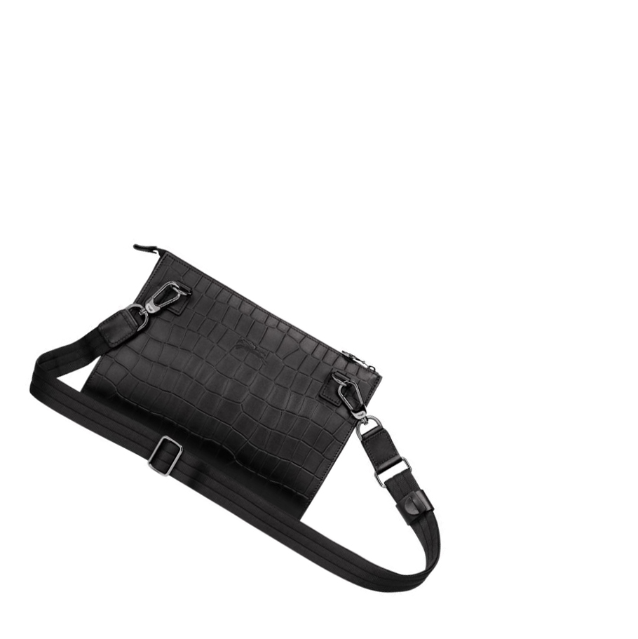Longchamp Croco Block Crossbodytassen Heren Zwart | NL-FB78306