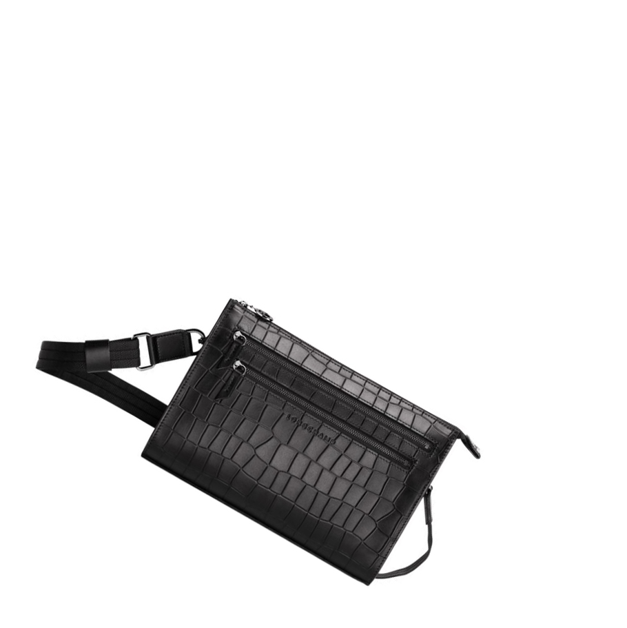Longchamp Croco Block Crossbodytassen Heren Zwart | NL-FB78306