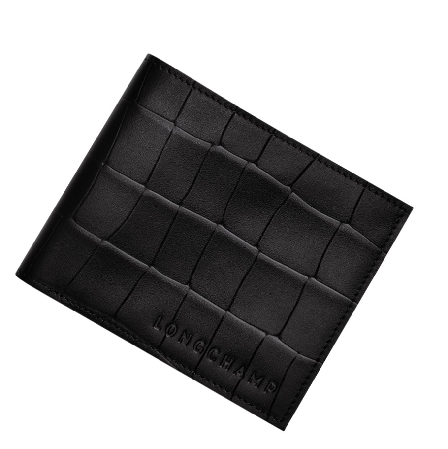 Longchamp Croco Block Portefeuille Dames Zwart | NL-HS84723