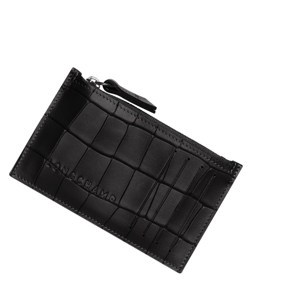 Longchamp Croco Block Portemonnee Dames Zwart | NL-UA96754