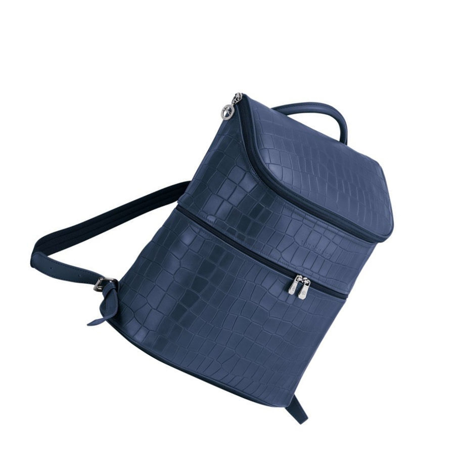 Longchamp Croco Block Rugzak Dames Donkerblauw | NL-VY93782