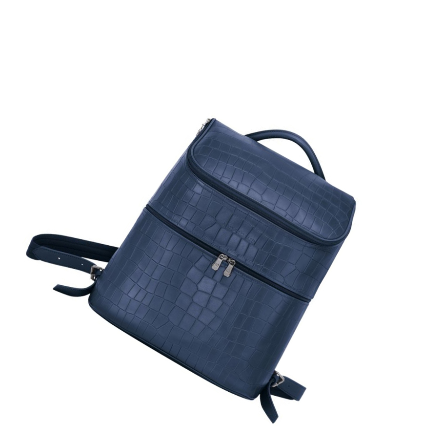 Longchamp Croco Block Rugzak Dames Donkerblauw | NL-VY93782