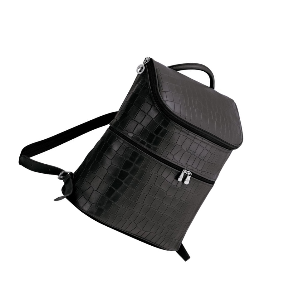 Longchamp Croco Block Rugzak Dames Zwart | NL-GN04273
