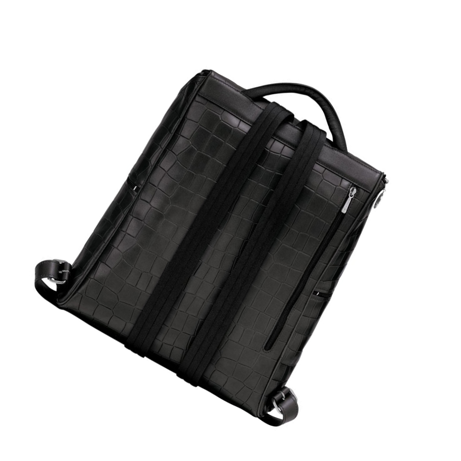 Longchamp Croco Block Rugzak Dames Zwart | NL-GN04273