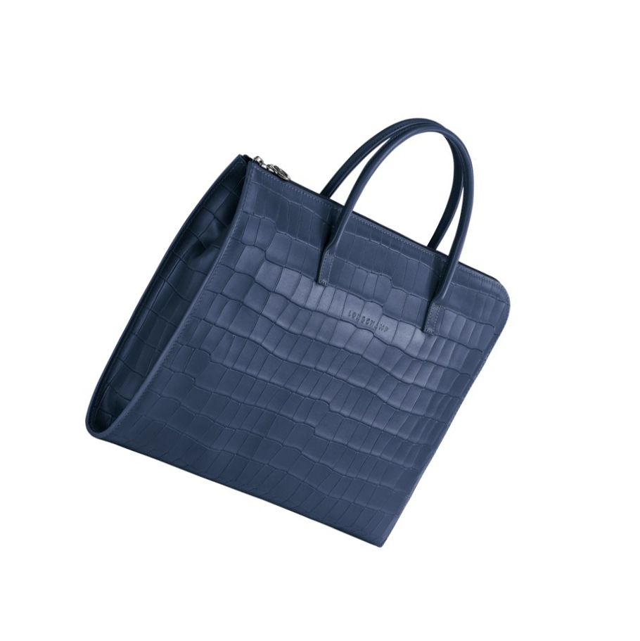 Longchamp Croco Block S Aktetas Dames Donkerblauw | NL-QD72139