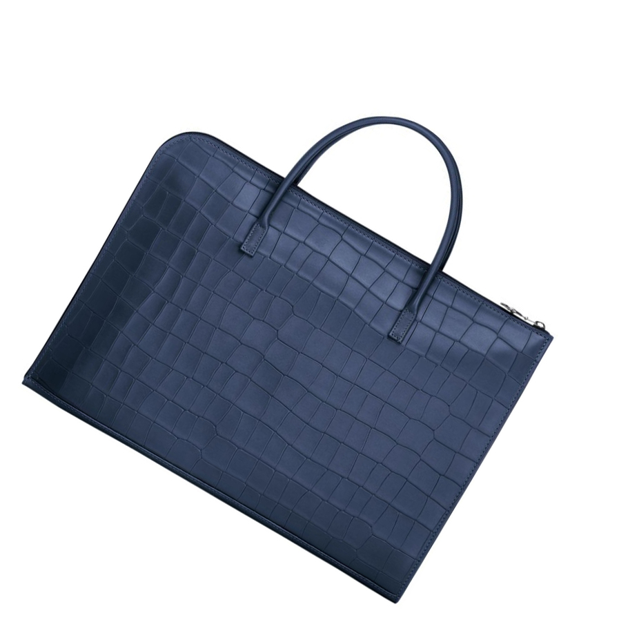 Longchamp Croco Block S Aktetas Dames Donkerblauw | NL-QD72139