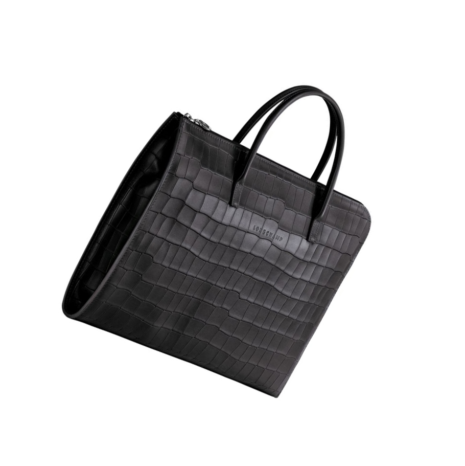 Longchamp Croco Block S Aktetas Heren Zwart | NL-HX17902