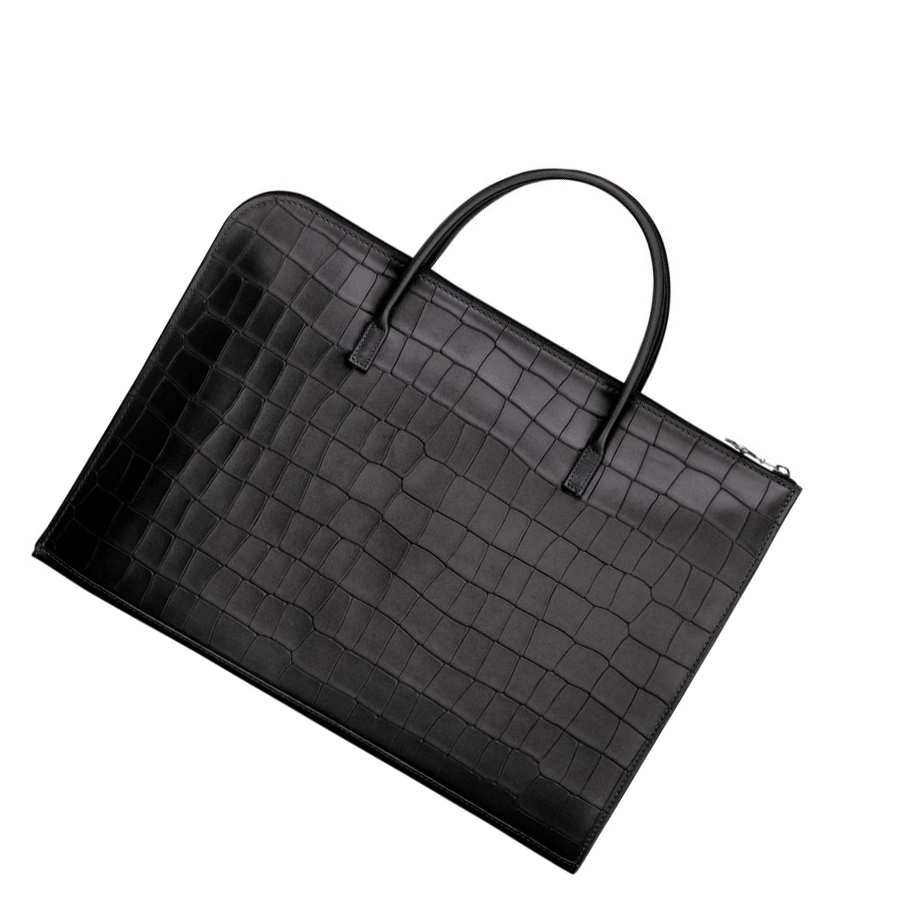 Longchamp Croco Block S Aktetas Heren Zwart | NL-HX17902