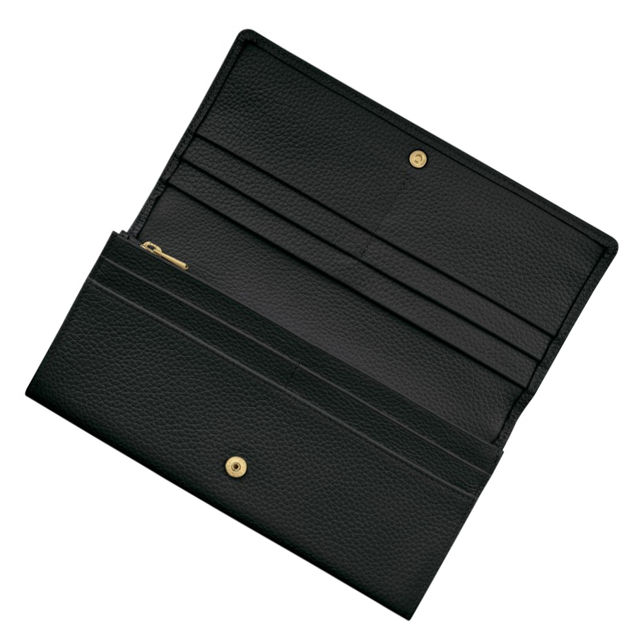 Longchamp Le Foulonné Portefeuille Dames Zwart | NL-LM94716