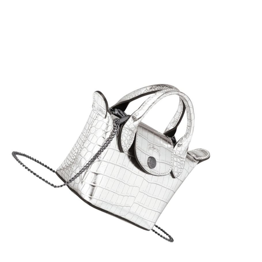 Longchamp Le Pliage Cuir Croco Crossbodytassen Dames Zilver | NL-CE68754