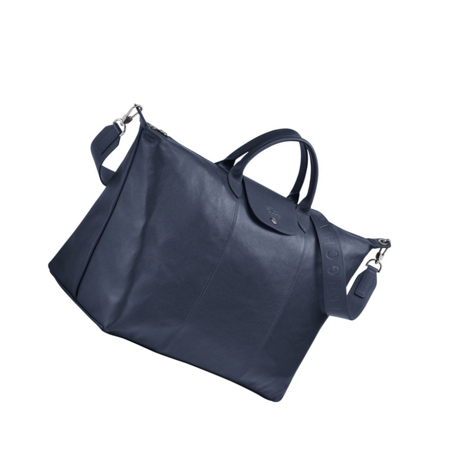 Longchamp Le Pliage Cuir L Reistas Dames Donkerblauw | NL-NC41873