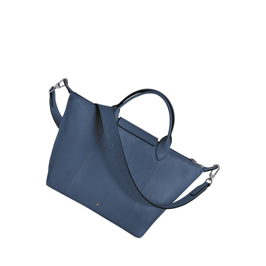Longchamp Le Pliage Cuir M Handtas Dames Blauw | NL-DL74598