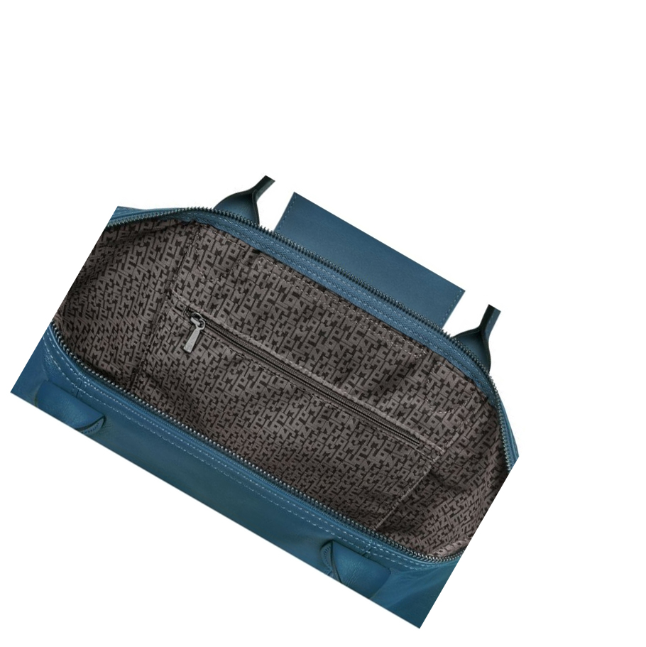 Longchamp Le Pliage Cuir M Handtas Dames Blauw | NL-DL74598