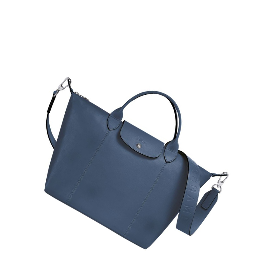 Longchamp Le Pliage Cuir M Handtas Dames Blauw | NL-DL74598