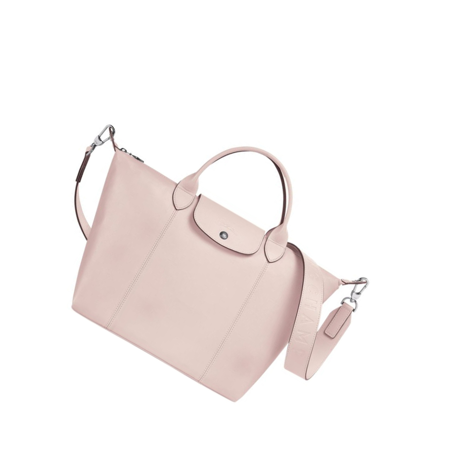 Longchamp Le Pliage Cuir M Handtas Dames Roze | NL-JQ05146