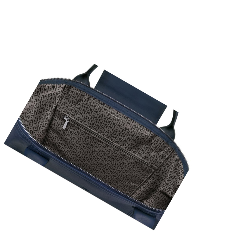 Longchamp Le Pliage Cuir M Handtas Dames Donkerblauw | NL-LJ17524