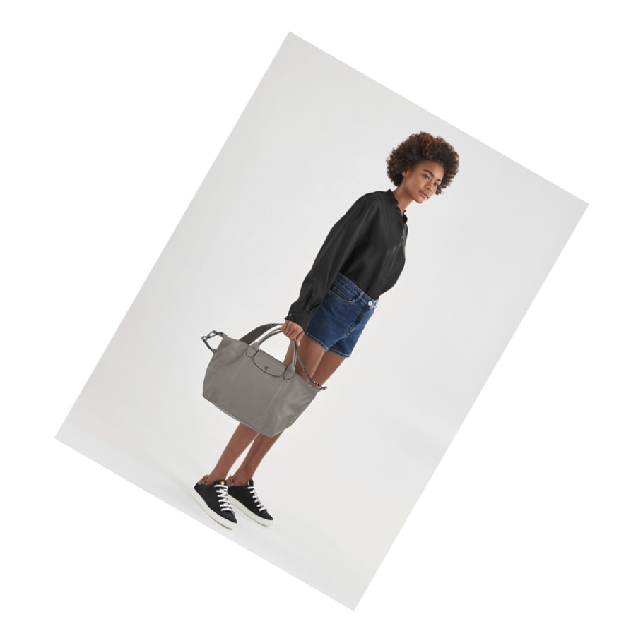 Longchamp Le Pliage Cuir M Handtas Dames Grijs | NL-LT58094