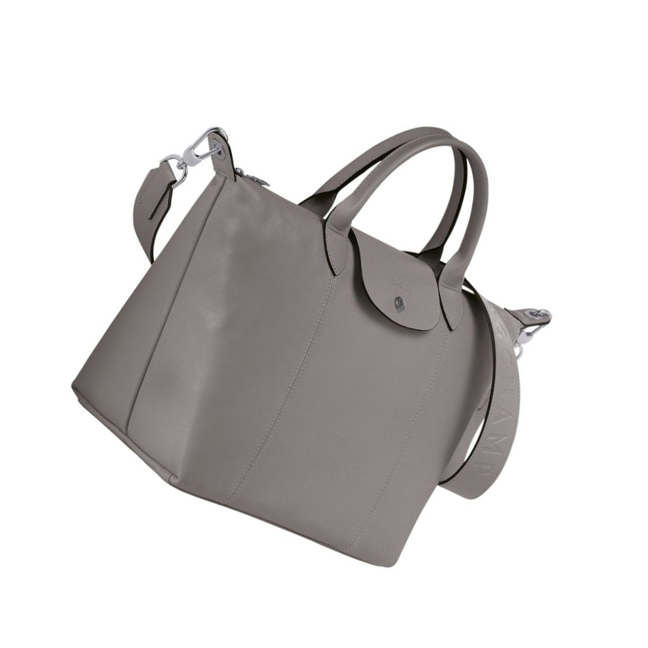 Longchamp Le Pliage Cuir M Handtas Dames Grijs | NL-LT58094