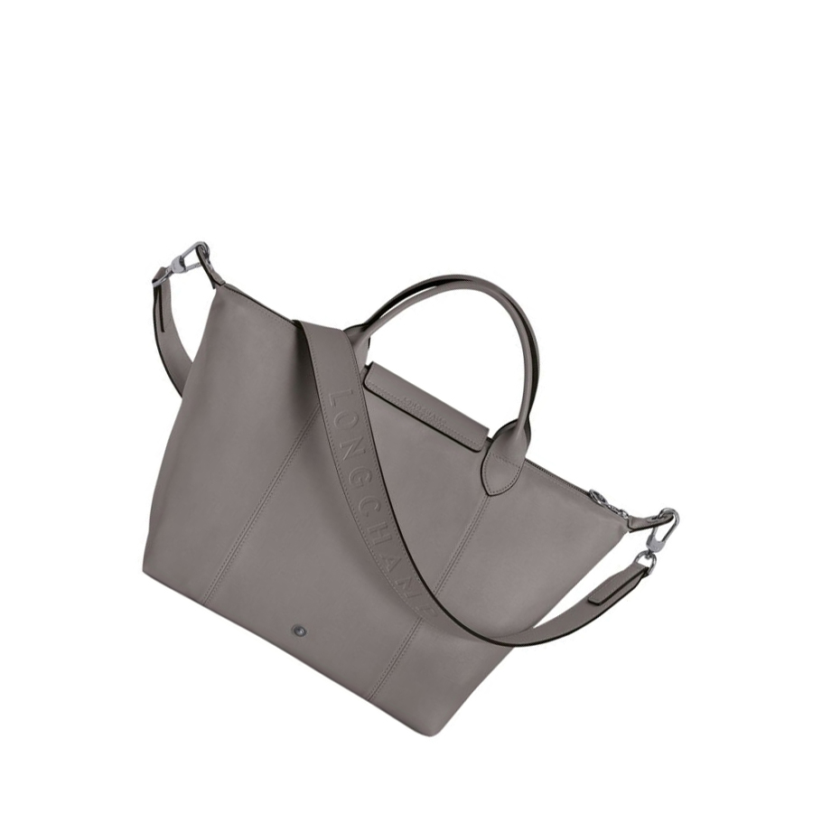 Longchamp Le Pliage Cuir M Handtas Dames Grijs | NL-LT58094