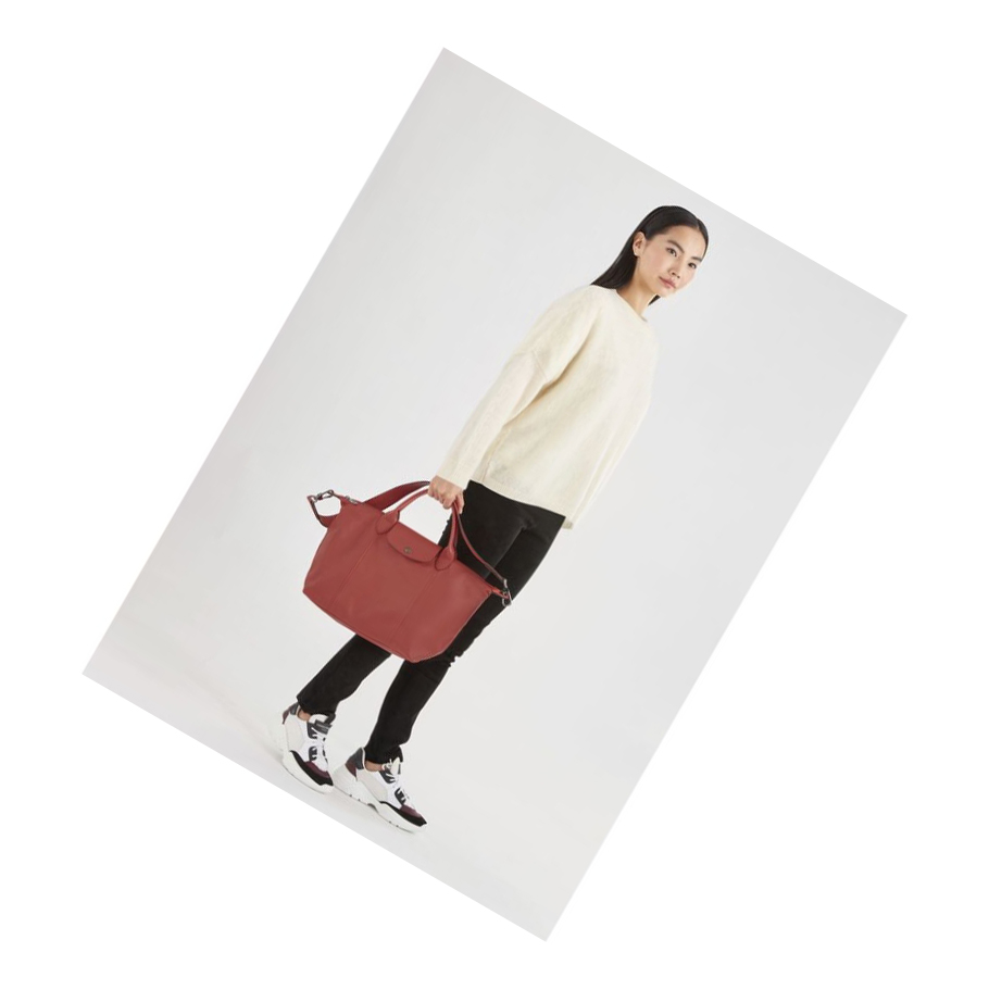 Longchamp Le Pliage Cuir M Handtas Dames Rood | NL-QN85726