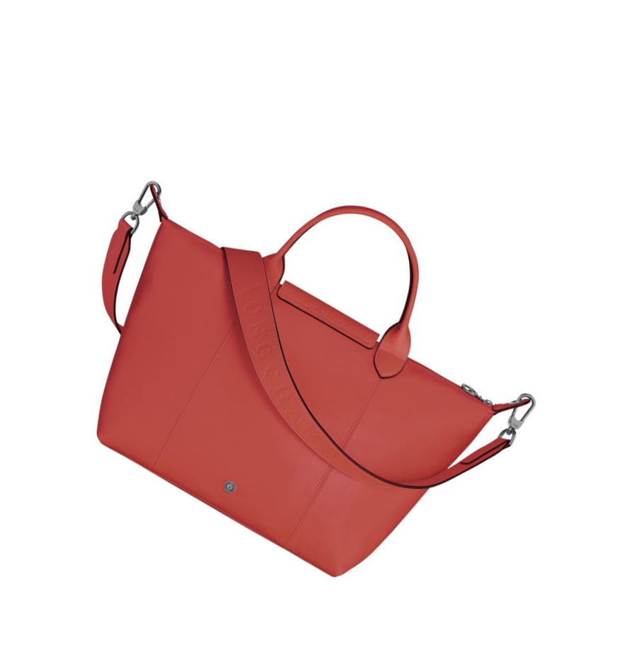 Longchamp Le Pliage Cuir M Handtas Dames Rood | NL-QN85726