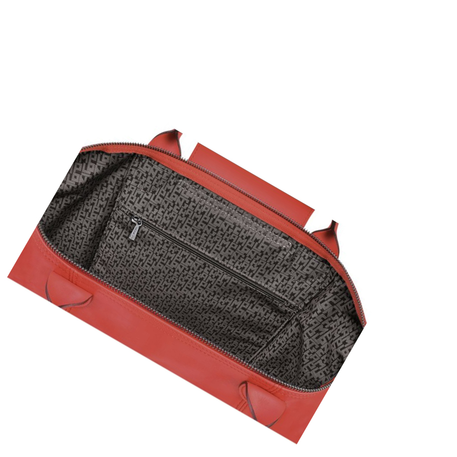Longchamp Le Pliage Cuir M Handtas Dames Rood | NL-QN85726
