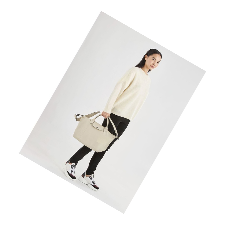 Longchamp Le Pliage Cuir M Handtas Dames Beige | NL-RC57684