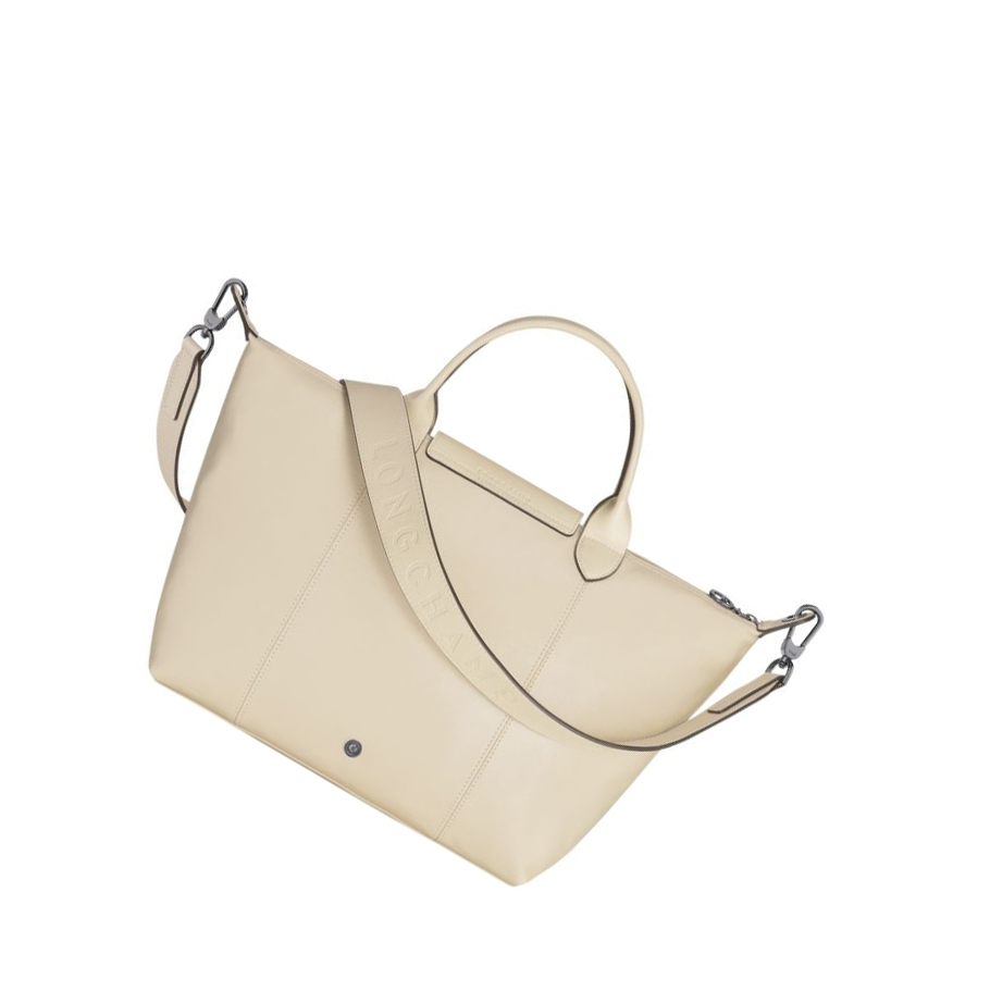 Longchamp Le Pliage Cuir M Handtas Dames Beige | NL-RC57684