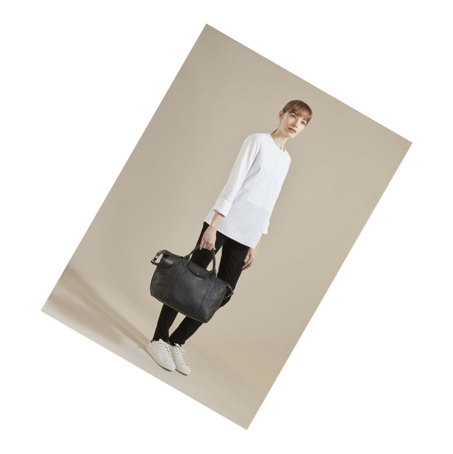 Longchamp Le Pliage Cuir M Handtas Dames Zwart | NL-SQ17654