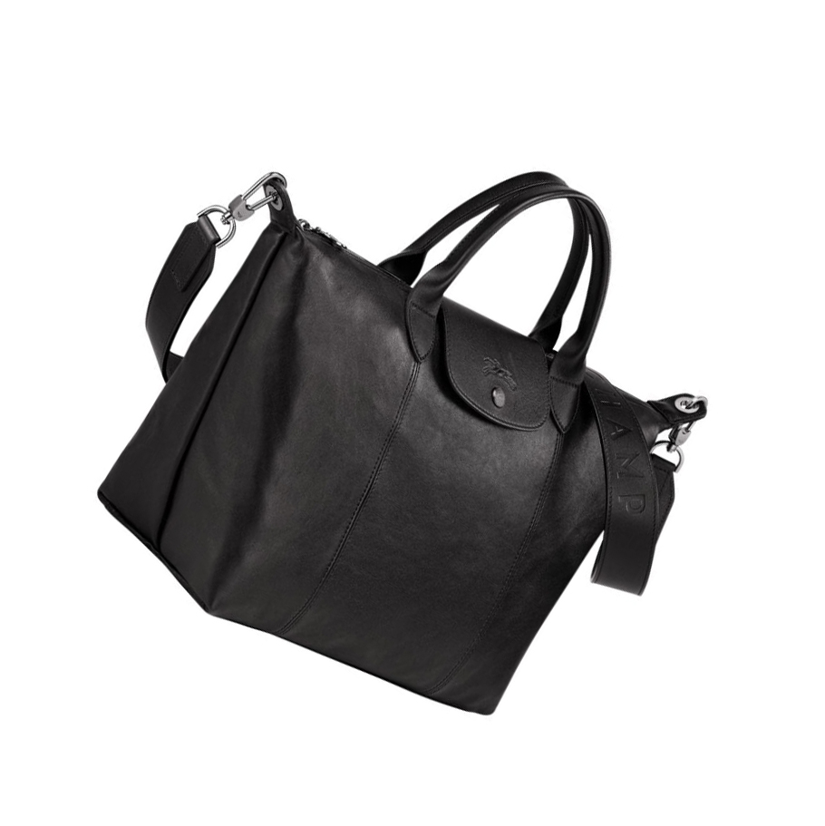 Longchamp Le Pliage Cuir M Handtas Dames Zwart | NL-SQ17654