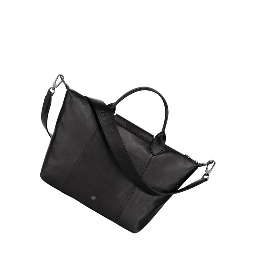Longchamp Le Pliage Cuir M Handtas Dames Zwart | NL-SQ17654