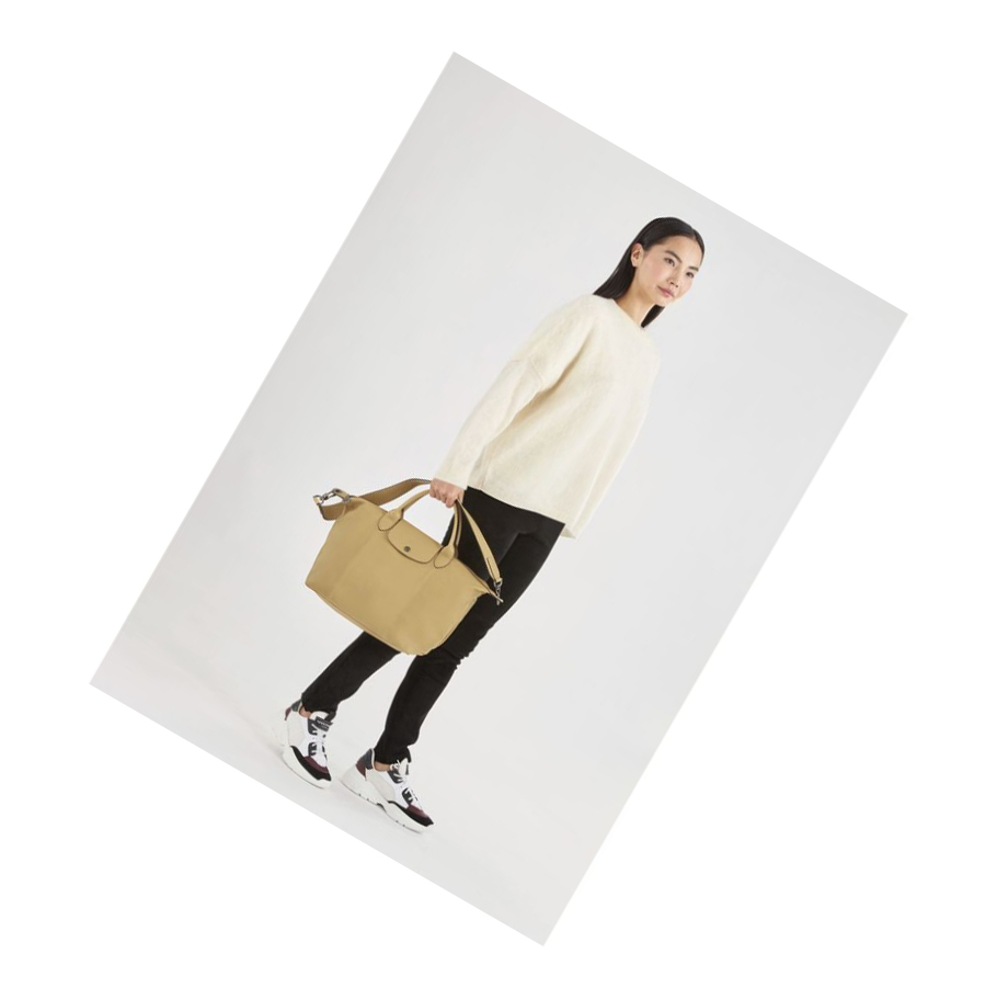 Longchamp Le Pliage Cuir M Handtas Dames Beige | NL-VD40182