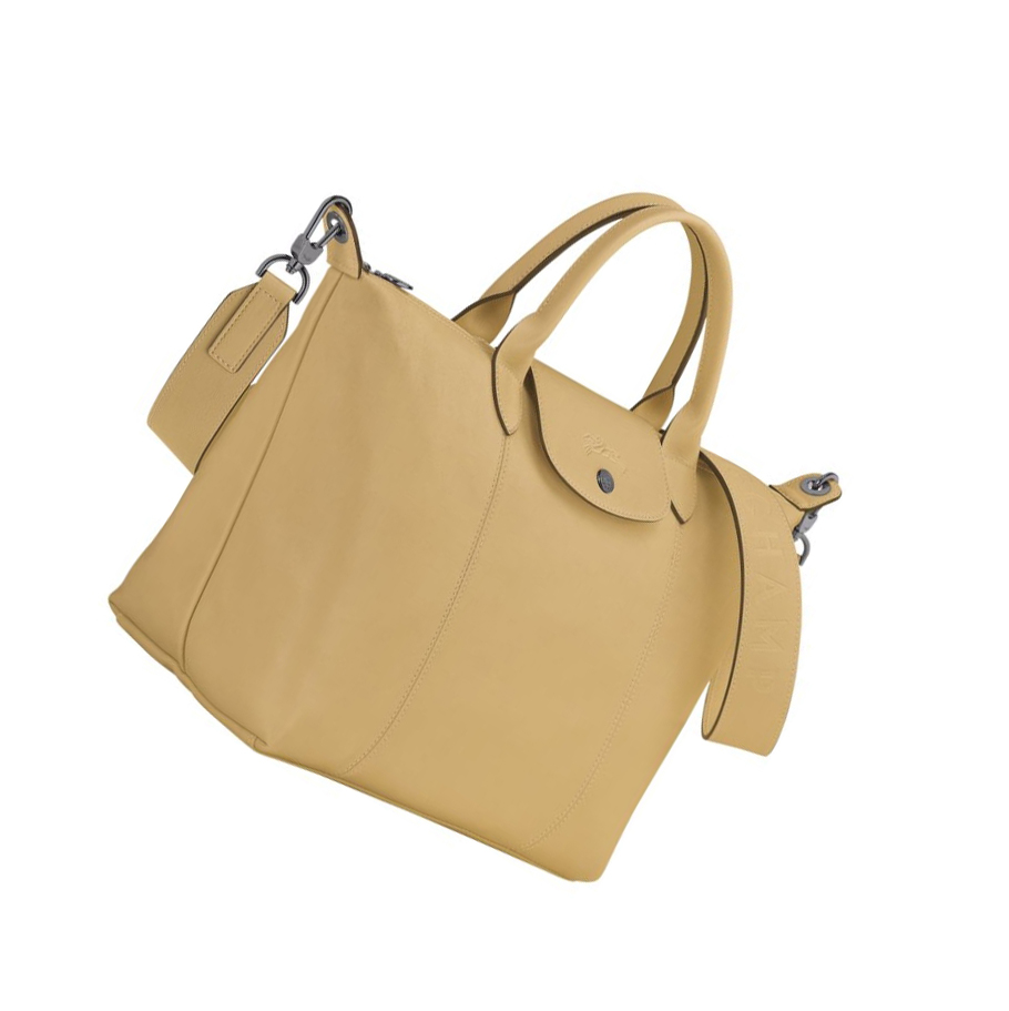 Longchamp Le Pliage Cuir M Handtas Dames Beige | NL-VD40182