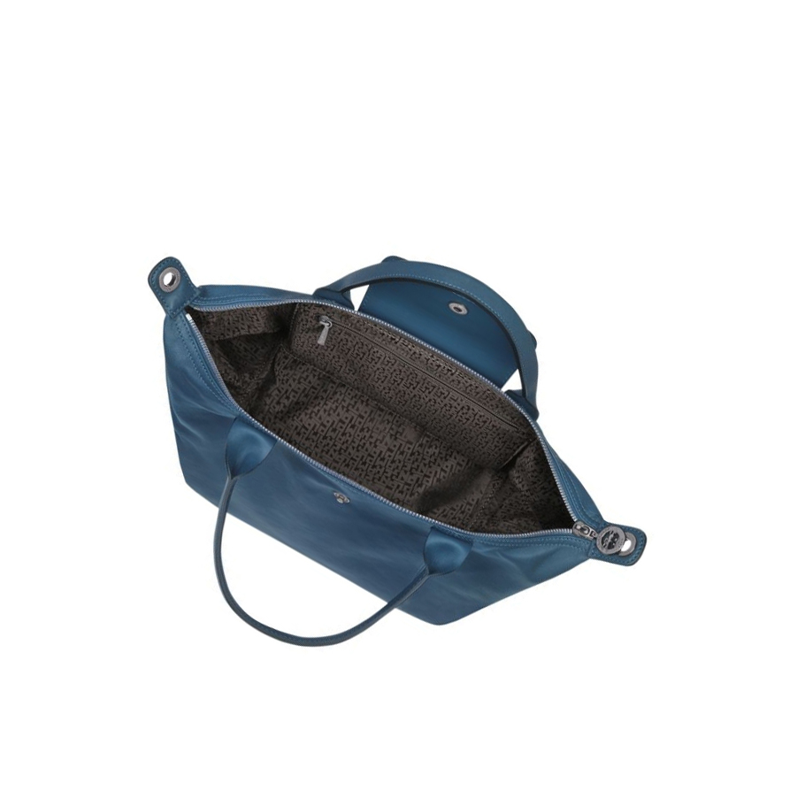 Longchamp Le Pliage Cuir S Handtas Dames Blauw | NL-FQ01789