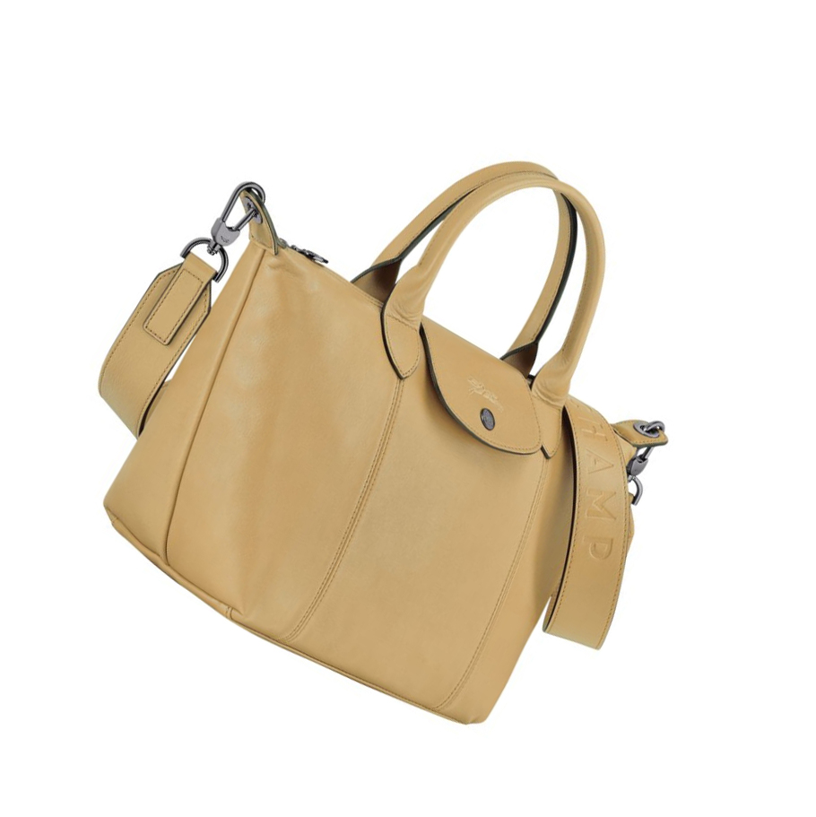 Longchamp Le Pliage Cuir S Handtas Dames Beige | NL-JX89604