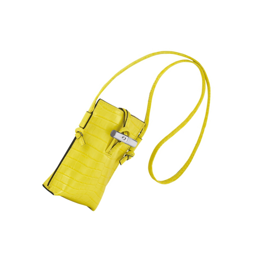 Longchamp Roseau Croco Hoesje Dames Geel | NL-BU32470