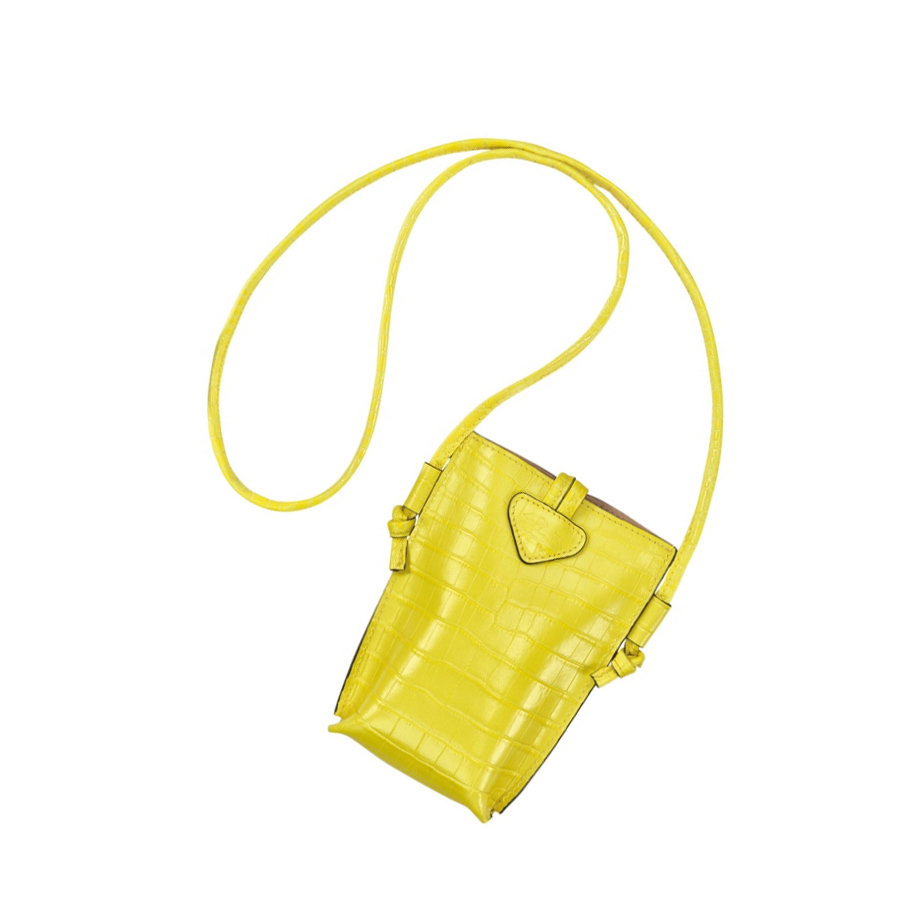 Longchamp Roseau Croco Hoesje Dames Geel | NL-BU32470