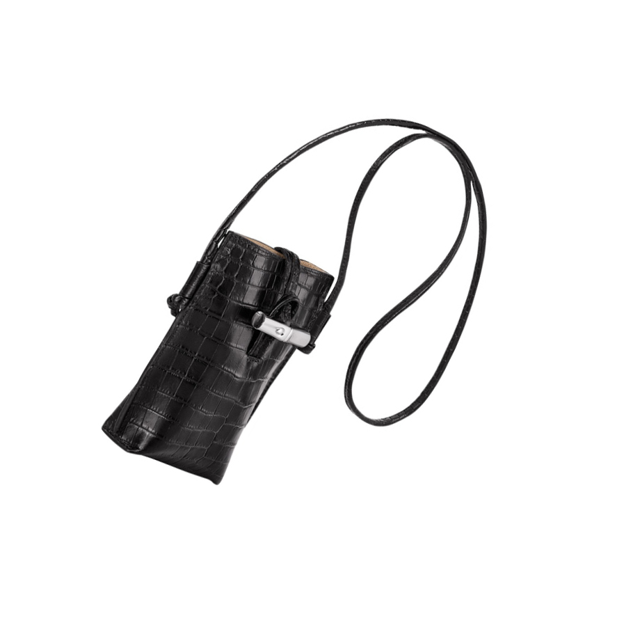 Longchamp Roseau Croco Hoesje Dames Zwart | NL-VI32960