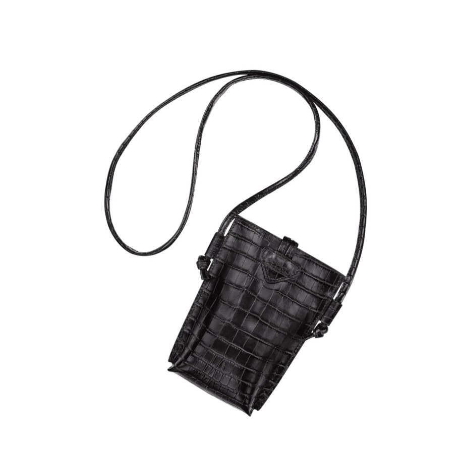 Longchamp Roseau Croco Hoesje Dames Zwart | NL-VI32960