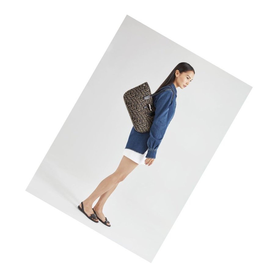 Longchamp Roseau Essential Lgp M Schoudertassen Dames Bruin Zwart | NL-OK97123