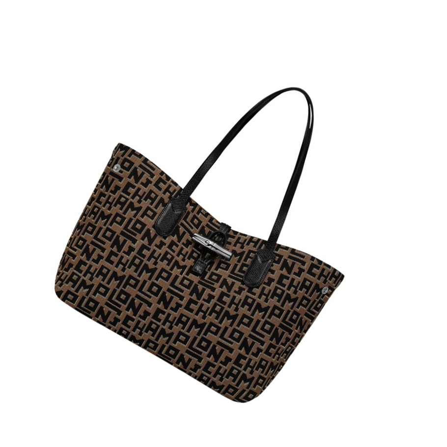 Longchamp Roseau Essential Lgp M Schoudertassen Dames Bruin Zwart | NL-OK97123