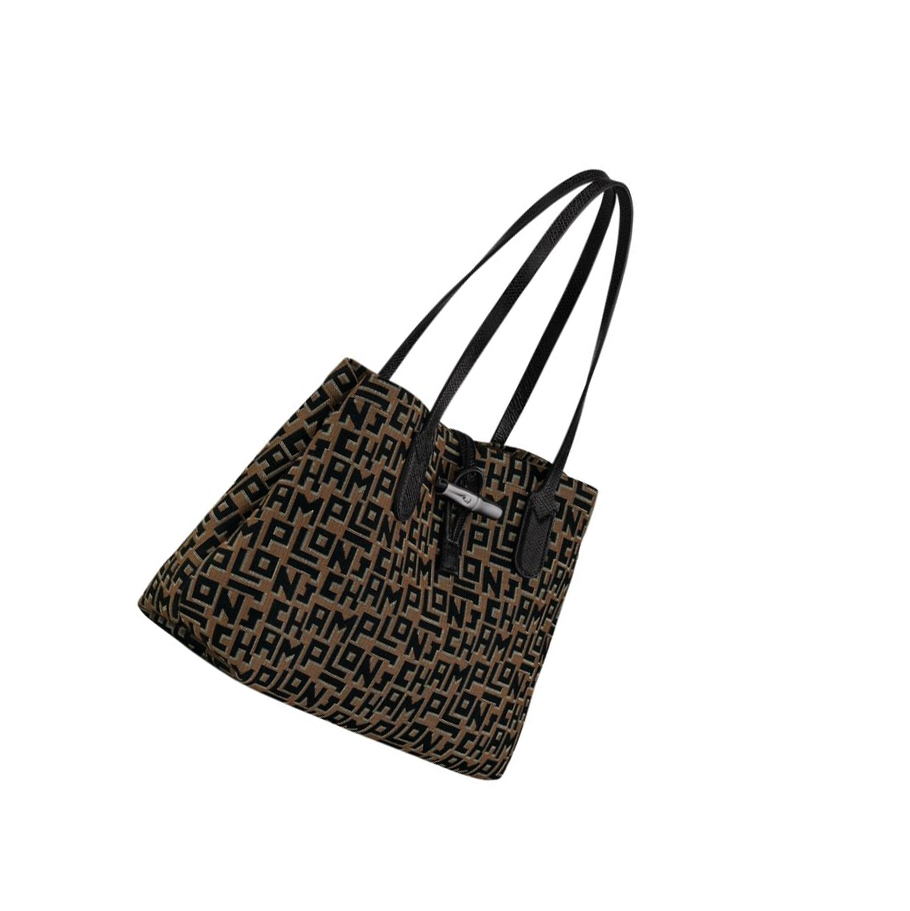 Longchamp Roseau Essential Lgp M Schoudertassen Dames Bruin Zwart | NL-OK97123