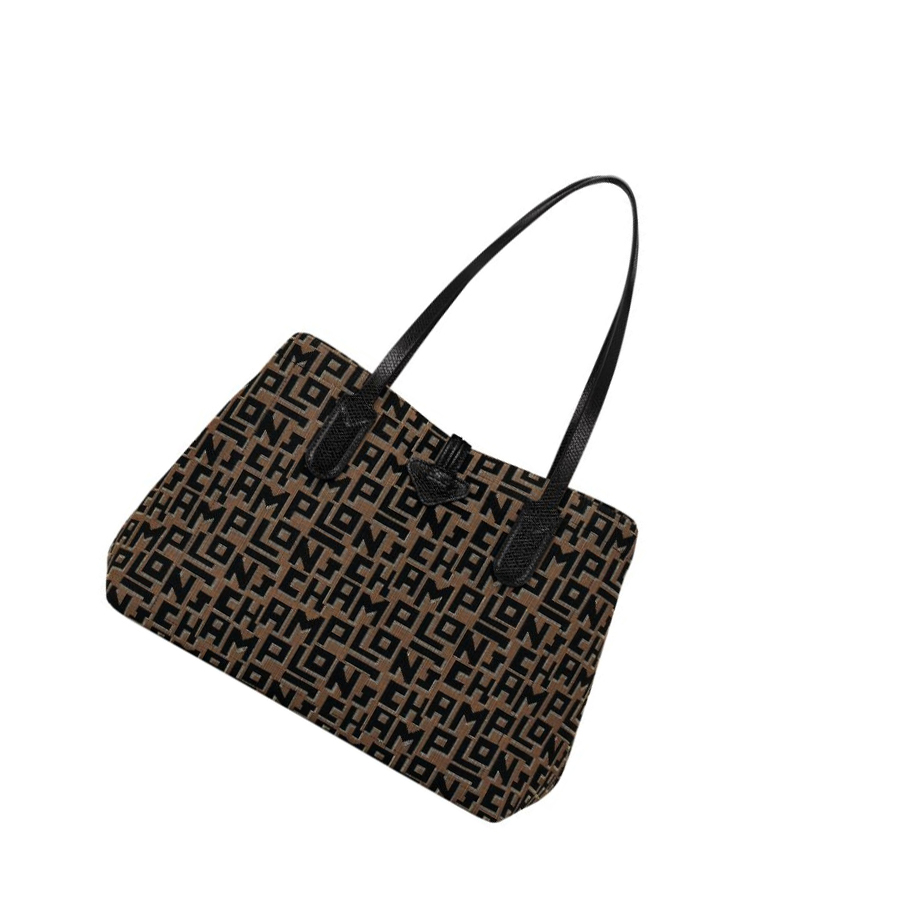 Longchamp Roseau Essential Lgp M Schoudertassen Dames Bruin Zwart | NL-OK97123