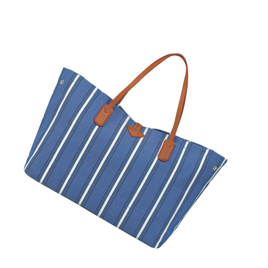 Longchamp Roseau Essential Rayé L Schoudertassen Dames Blauw | NL-JU49316